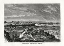 Barcelona, seen from the Castle of Monjui Spain, 1879. Artist: Laplante