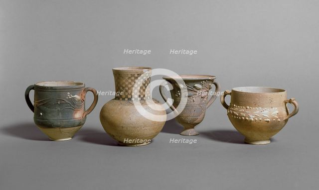 Barbotine cups and small jar, Meroitic Period, c400BC-c 400. Artist: Unknown.