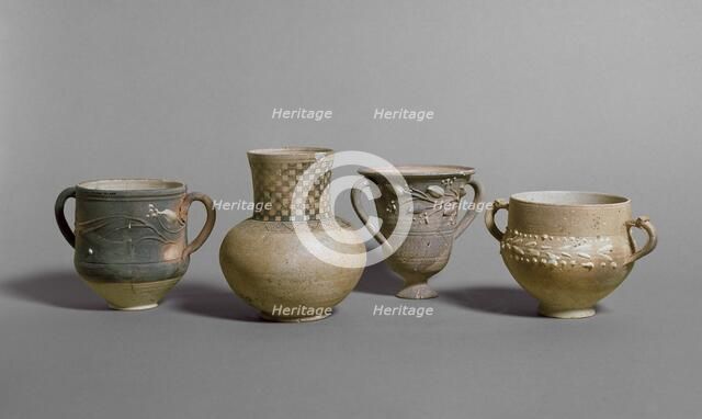 Barbotine cups and small jar, Meroitic Period, c400BC-c 400. Artist: Unknown.