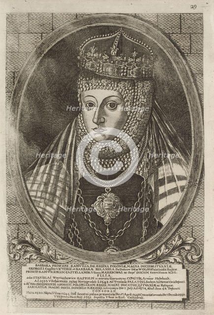 Barbara Radziwill (1520-1551), Queen of Poland. From: Icones Familiae Ducalis Radivilianae, 1758.