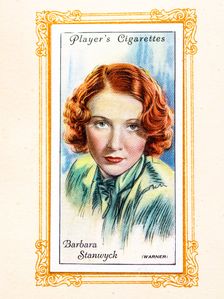 Barbara Stanwyck Collectables Picture of movie stars that came with the Players cigarette packet, 19 Creator: Unknown