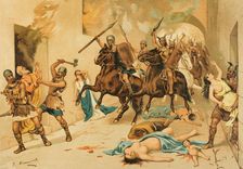 Barbarian invasion, Hispania, 1888. Creator: Juan Alaminos