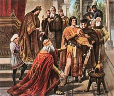 Barbarossa pleads for help from Henry the Lion, 1176, (1936). Creator: Unknown