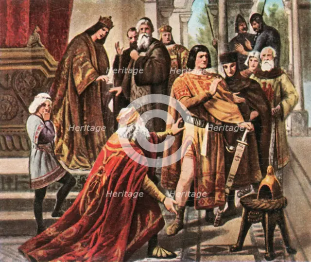 Barbarossa pleads for help from Henry the Lion, 1176, (1936). Creator: Unknown.
