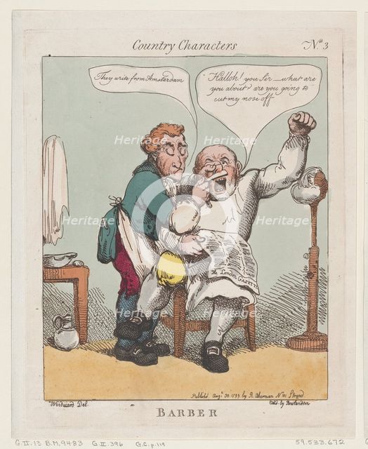 Barber, August 30, 1799., August 30, 1799. Creator: Thomas Rowlandson.