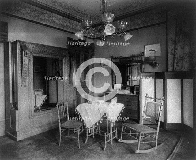 Barber house, Washington, D.C. - bedroom, between 1890 and 1950. Creator: Frances Benjamin Johnston.