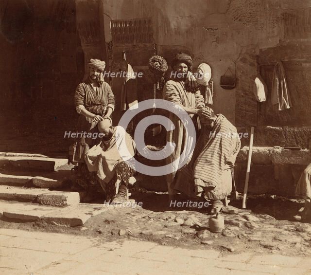 Barber in the Registan, Samarkand, between 1905 and 1915. Creator: Sergey Mikhaylovich Prokudin-Gorsky.