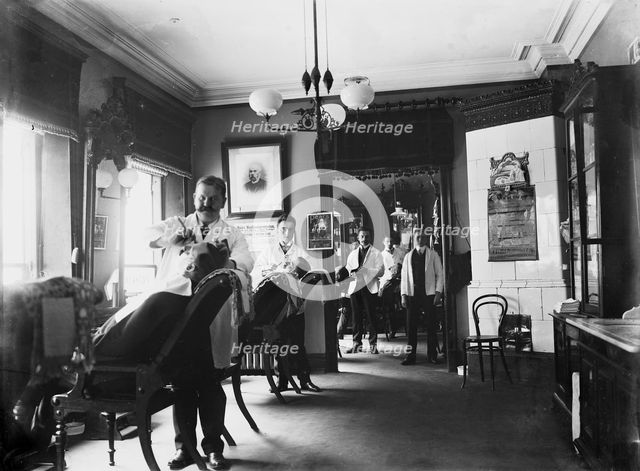 Barber's shop, Malmö, Sweden. 1911.  Creator: Unknown.