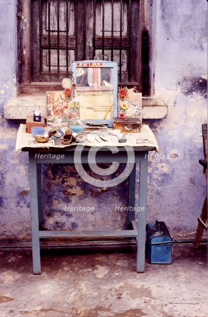 Barber's shop, Rajasthan, India, 1988.  Creator: Amanda Waite.
