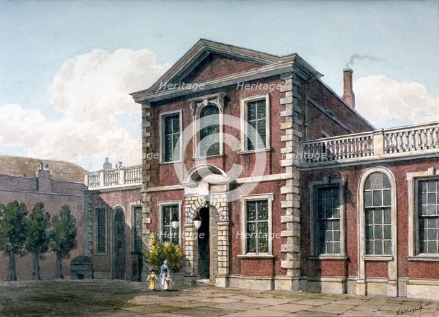 Barber Surgeons' Hall and Courtyard, City of London, 1812.                                          Artist: George Shepherd