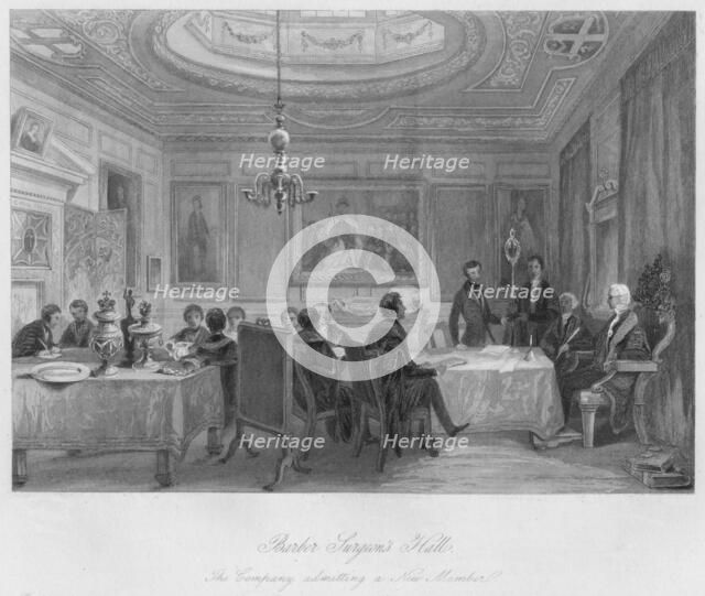 'Barber Surgeon's Hall. The Company admitting a New Member', c1841. Artist: Thomas H Ellis.