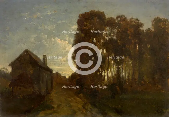 Barbizon at Dusk, 1853. Creator: Jean Pierre François Lamoriniere.