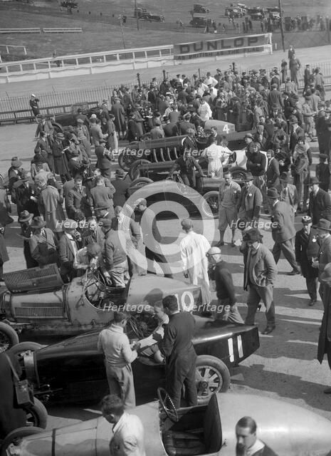 BARC meeting, Brooklands, 1930. Artist: Bill Brunell.
