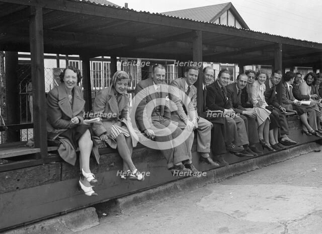 BARC race meeting, Brooklands, 1930. Artist: Bill Brunell.