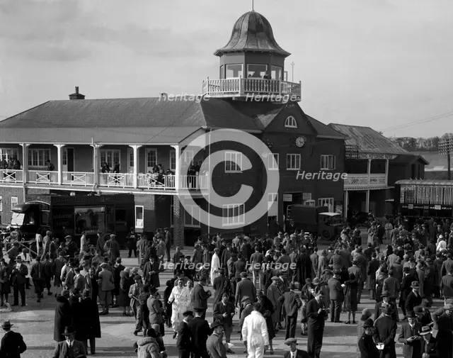 BARC race meeting, Brooklands, 1930. Artist: Bill Brunell.