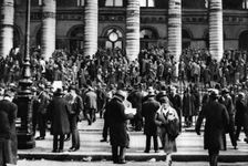Bargaining outside the Stock Exchange, Paris, 1931.Artist: Ernest Flammarion