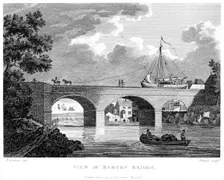 Barge crossing the Barton aqueduct over the Irwell, Salford, Greater Manchester, c1794. Creator: Robert Pollard