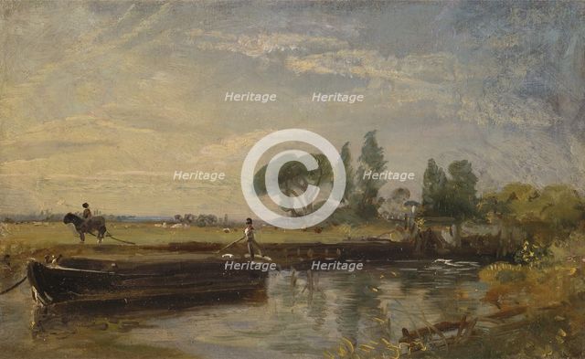 Barge below Flatford Lock, ca. 1810. Creator: John Constable.