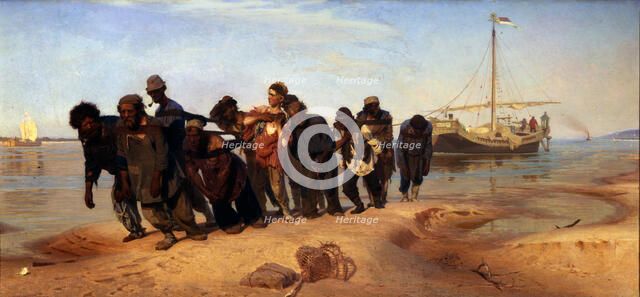 Barge Haulers on the Volga, 1872-1873. Artist: Repin, Ilya Yefimovich (1844-1930)