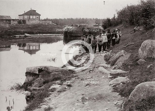 Barge haulers on the Volga, Russia, c1895. Artist: Unknown