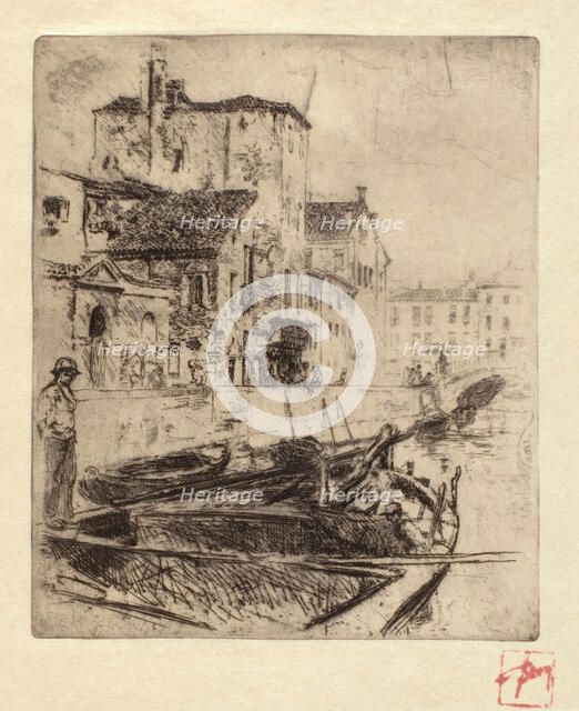 Barge on Venetian Canal, 1880-1886. Creator: Robert Frederick Blum.
