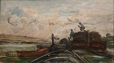 Barges on a River, mid-late 19th century. Creator: Charles Francois Daubigny