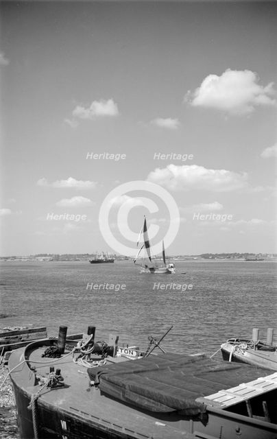 Barges on the Thames at Tilbury, Essex, c1945-c1965. Artist: SW Rawlings