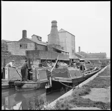 Barges on the Trent & Mersey Canal, Stoke-on-Trent, 1965-1968. Creator: Eileen Deste