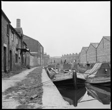Barges on the Trent & Mersey Canal, Stoke-on-Trent, 1965-1968. Creator: Eileen Deste