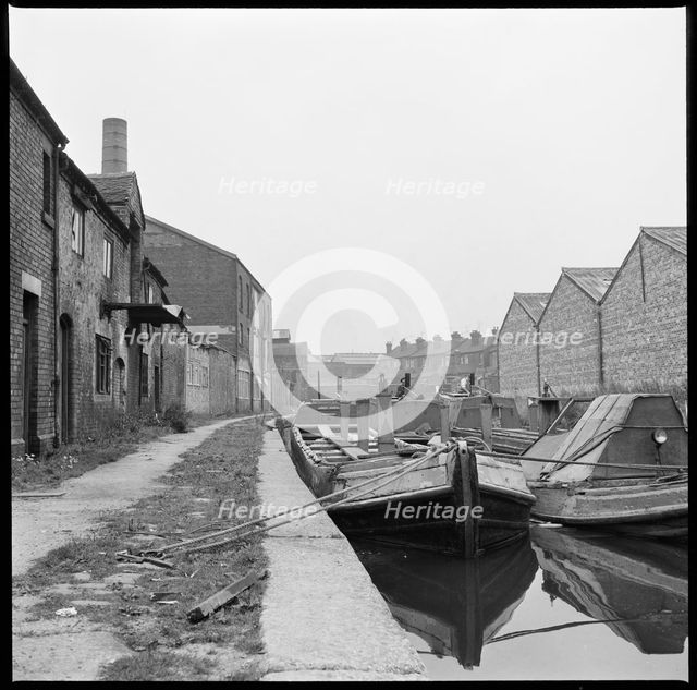 Barges on the Trent & Mersey Canal, Stoke-on-Trent, 1965-1968. Creator: Eileen Deste.