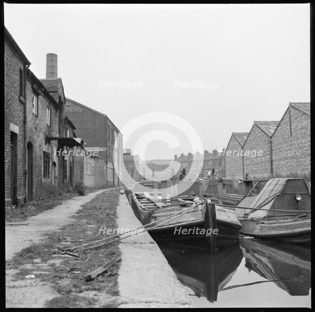 Barges on the Trent & Mersey Canal, Stoke-on-Trent, 1965-1968. Creator: Eileen Deste.