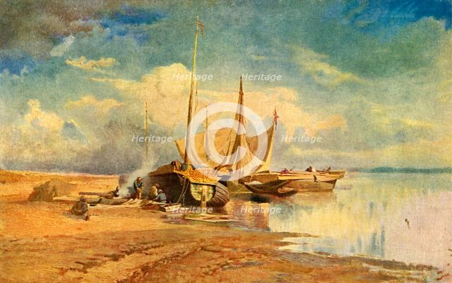 'Barges on the Volga', 1870, (1939). Creator: Fyodor Vasil'yev.