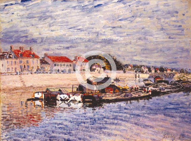 Barges on the Loing at Saint-Mammès, 1885. Artist: Sisley, Alfred (1839-1899)