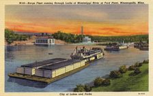 Barges on the Mississippi River at the Ford Plant, Minneapolis, Minnesota, USA, 1933