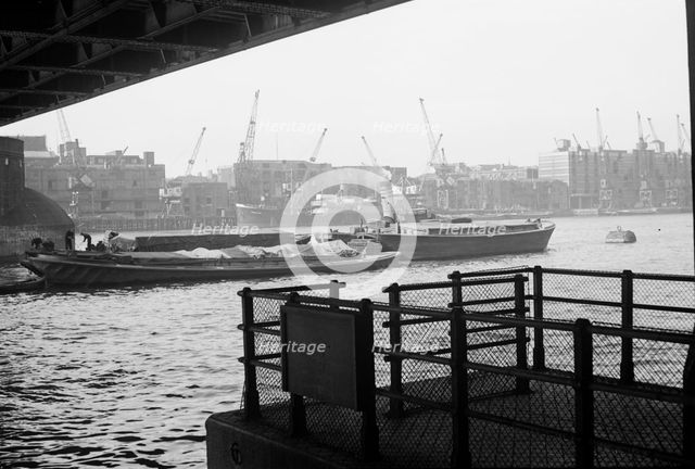 Barges on the River Thames, London, c1945-c1965. Artist: SW Rawlings