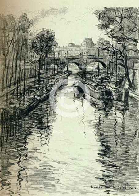 'Barges on the Seine', 1915. Artist: Frank Milton Armington.
