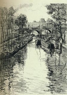 Barges on the Seine 1915. Artist: Frank Milton Armington