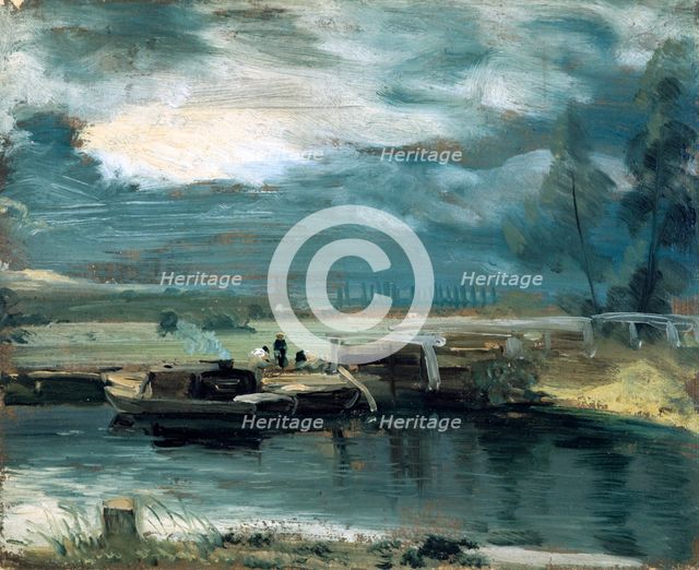 'Barges on the Stour, with Dedham Church in the Distance', 1811. Artist: John Constable