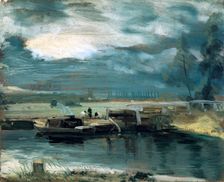Barges on the Stour, with Dedham Church in the Distance 1811. Artist: John Constable