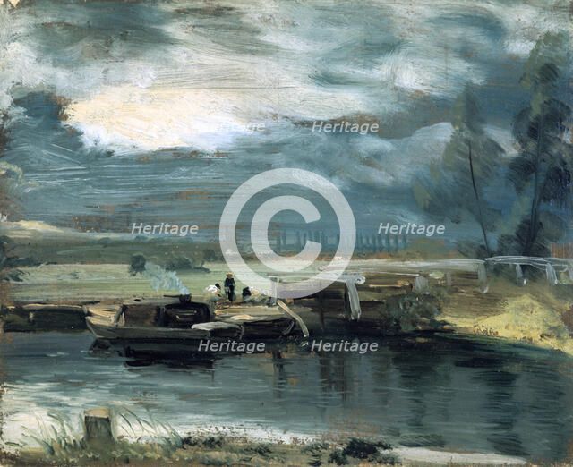 'Barges on the Stour, with Dedham Church in the Distance', 1811. Artist: John Constable