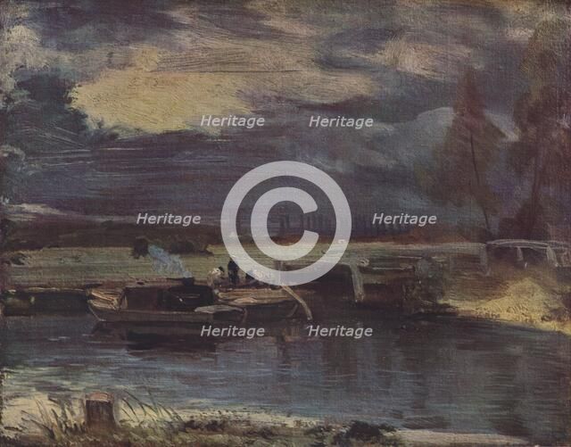 'Barges on the Stour, with Dedham Church in the distance', c1811. Artist: John Constable.