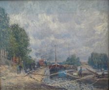 Barges at Billancourt, 1877. Creator: Alfred Sisley