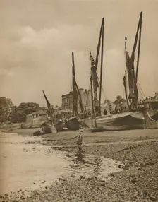Barges Aground At Mortlake With The Tide at Full Ebb c1935. Creator: Donald McLeish