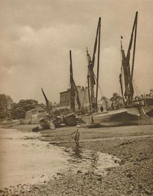 Barges Aground At Mortlake With The Tide at Full Ebb c1935. Creator: Donald McLeish