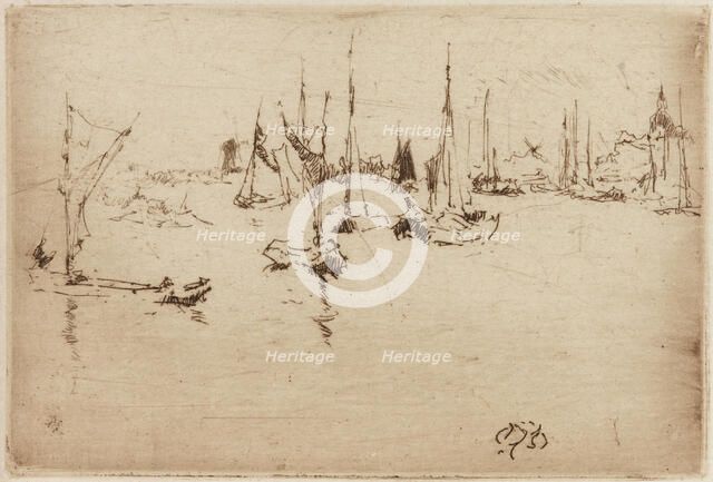 Barges, Dordrecht, 1884. Creator: James Abbott McNeill Whistler.
