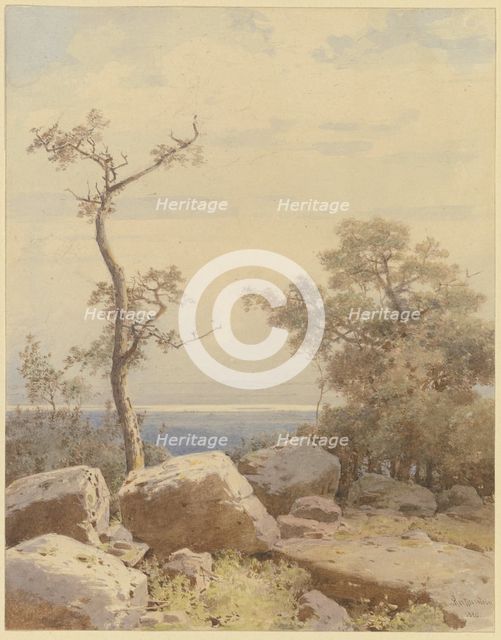 Bare tree among stone blocks, 1880. Creator: Carl Theodor Reiffenstein.