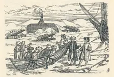 Barents in the Arctic: Hut wherein we wintered, (1598), 1912. Artist: Gerrit de Veer