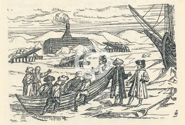 Barents in the Arctic: Hut wherein we wintered, (1598), 1912. Artist: Gerrit de Veer