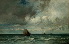 Barks Fleeing Before the Storm, 1870/75. Creator: Jules Dupré