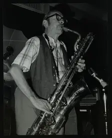 Baritone saxophonist Pepper Adams playing at the Red Lion, Hatfield, Hertfordshire, 20 August 1979. Creator: Denis Williams